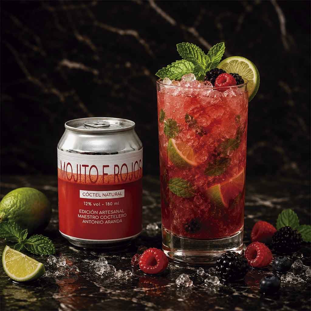 Coctel premezclado mojito frutos rojos Mojito de frutos rojos listo para tomar