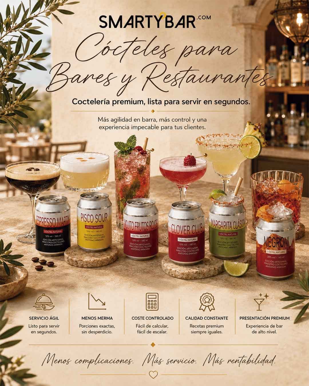 Coctelería para bares y restaurantes Coctelería para bares y restaurantes con cócteles preparados SmartyBar