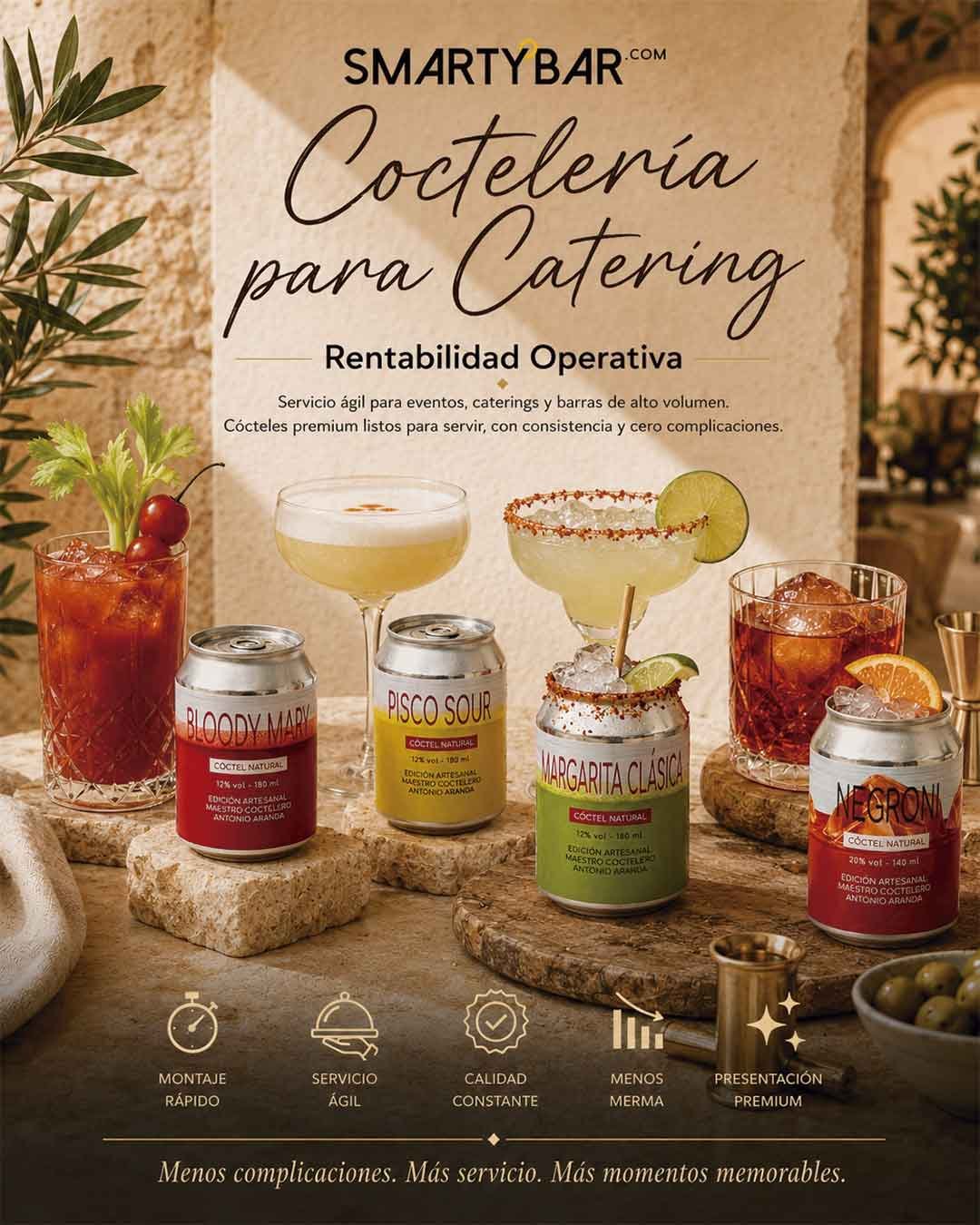 Coctelería para catering Coctelería para catering con cócteles preparados SmartyBar