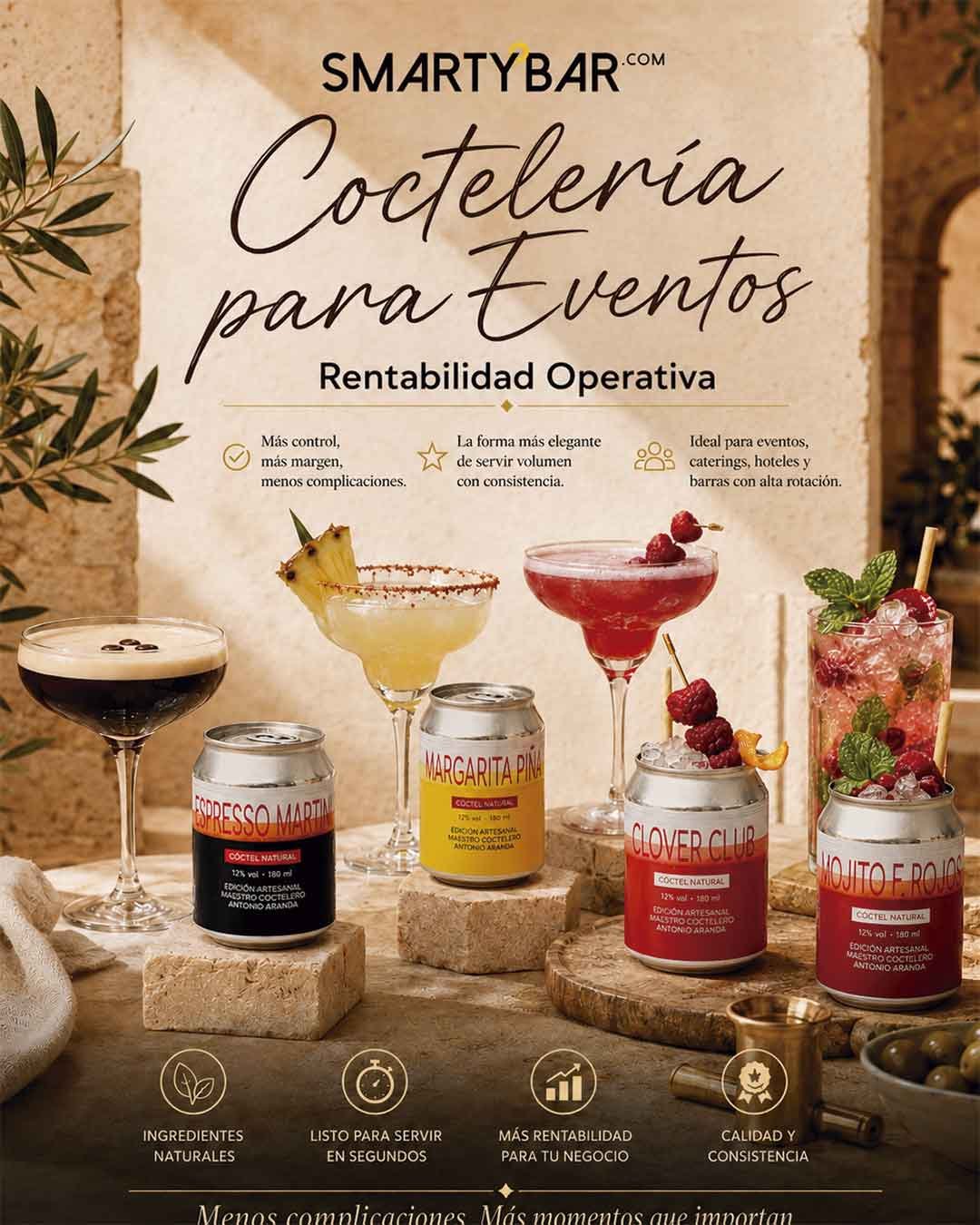 Coctelería para eventos Coctelería para eventos con cócteles preparados SmartyBar