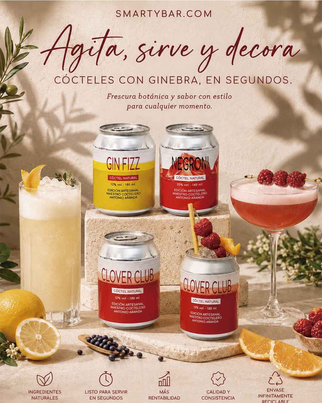 Cócteles con ginebra Cócteles con ginebra preparados SmartyBar