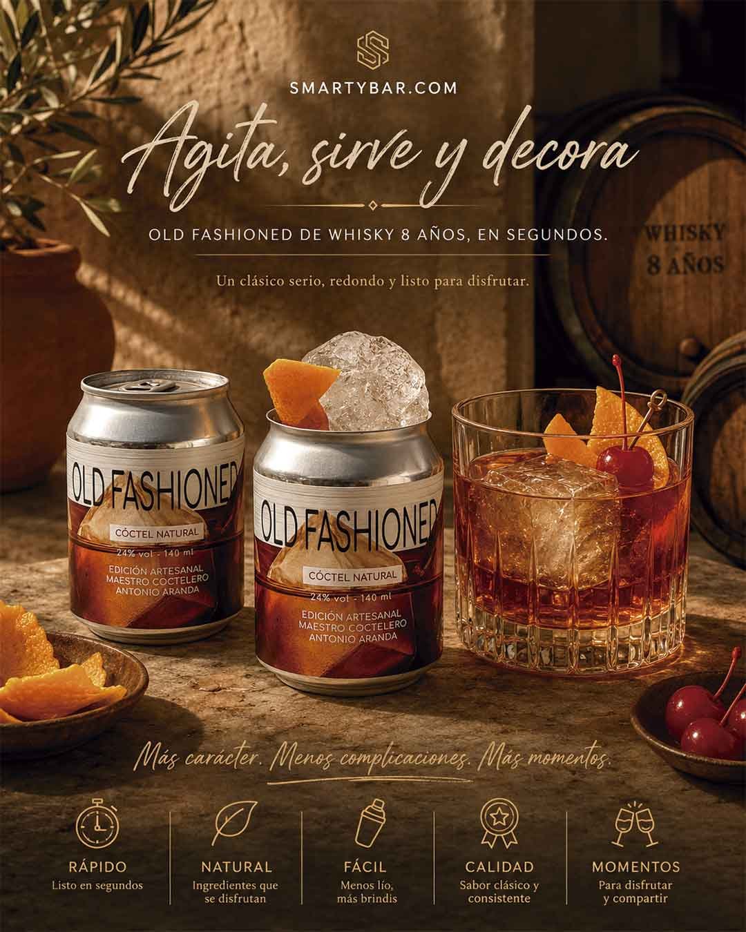 Cócteles con whisky Cócteles con whisky y Old Fashioned preparado SmartyBar