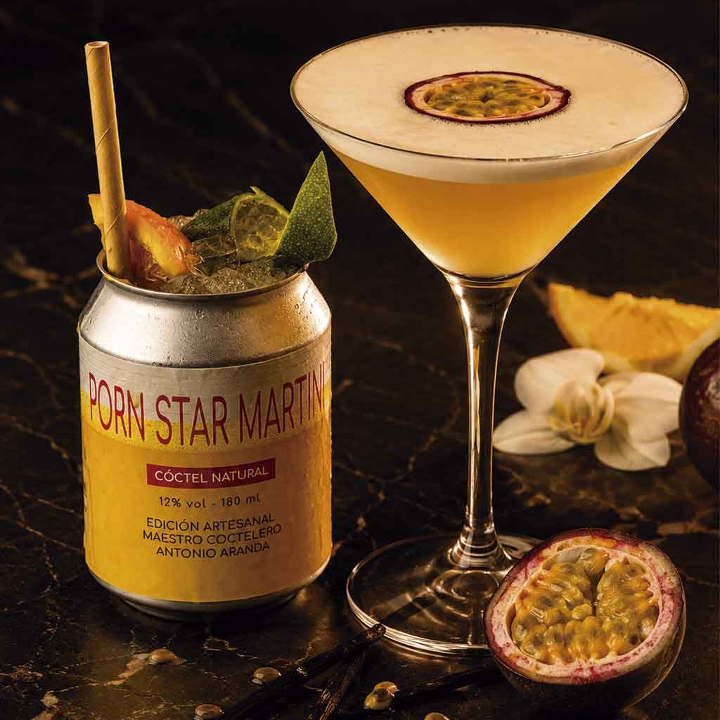 Porn Star Martini listo para tomar en copa